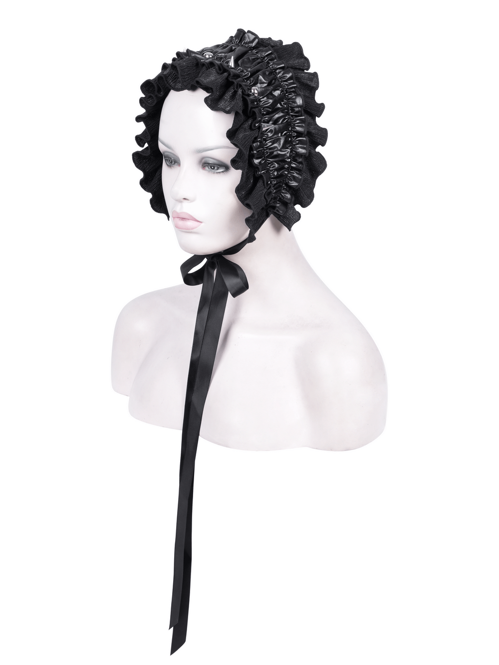 Gothic Hair Accessories with Satin Ribbon and Ruffle Trim