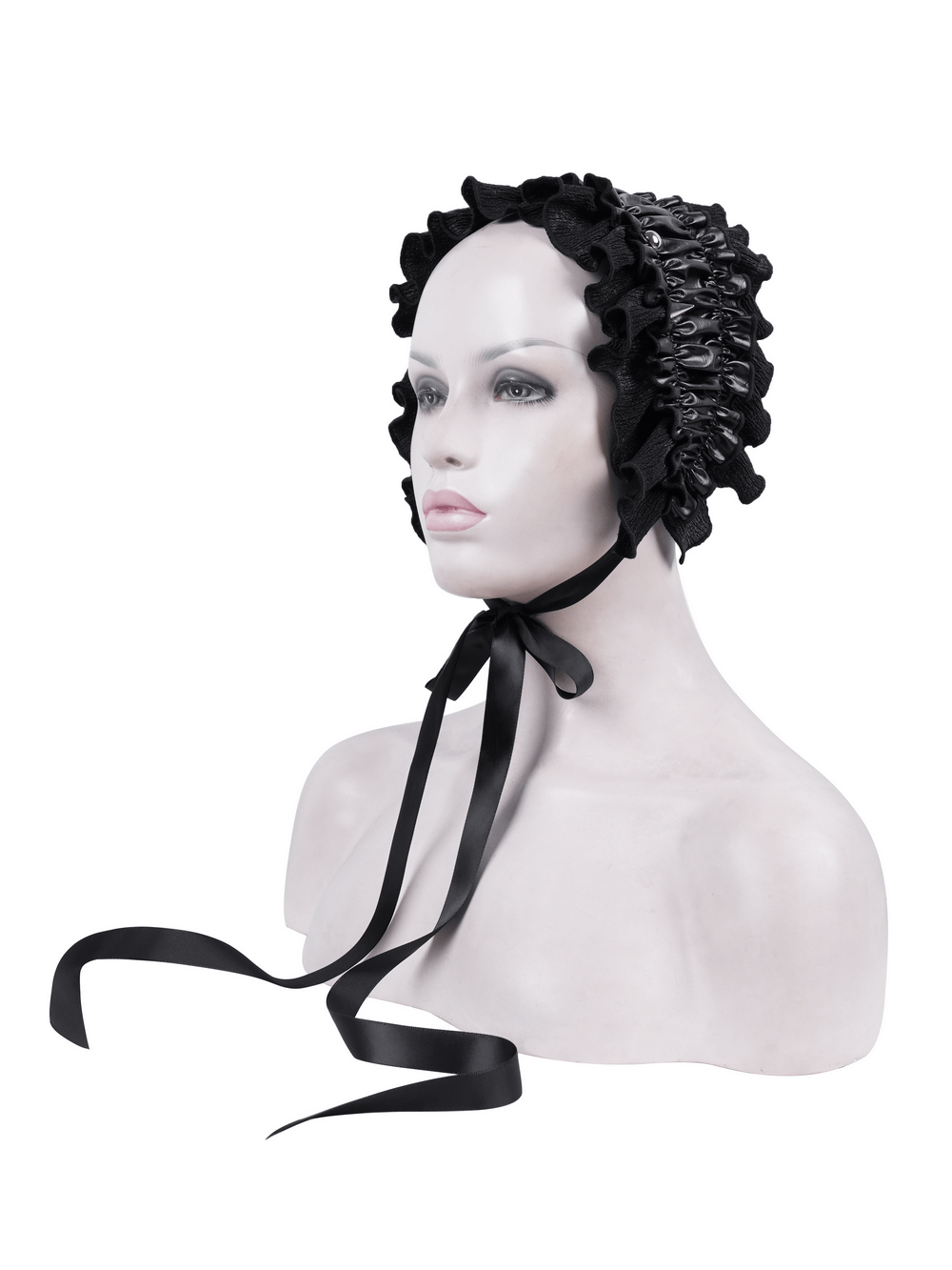 Gothic Hair Accessories with Satin Ribbon and Ruffle Trim