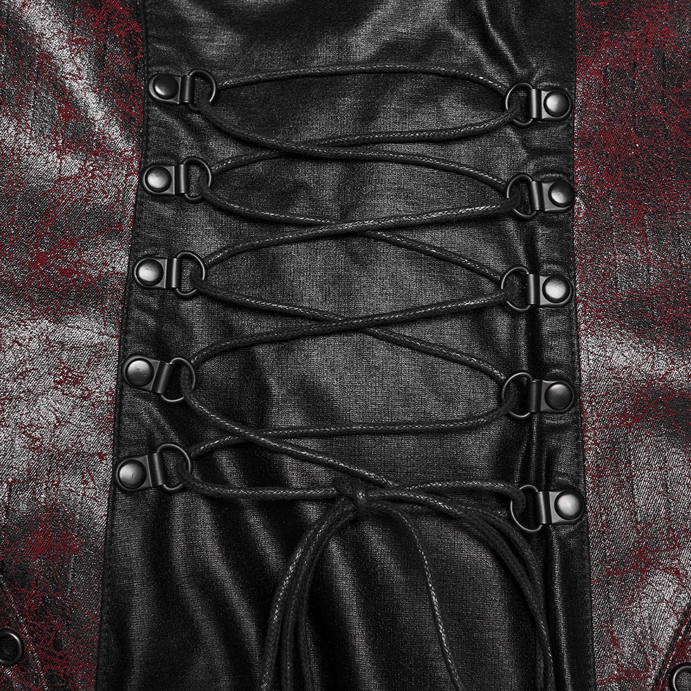 Gothic Halter Dress with Lace-Up Waist and Zipper Split showcasing lace-up waist details.