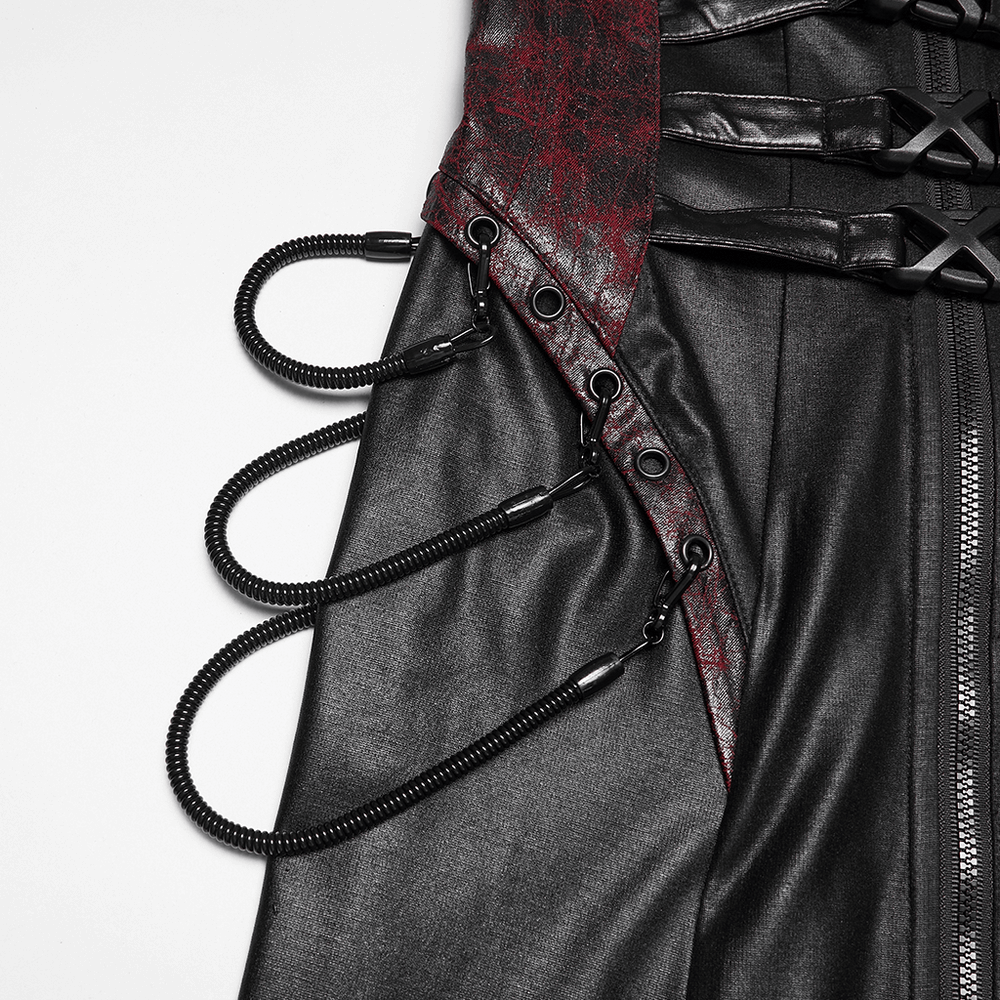 Gothic Halter Dress with Lace-Up Waist and Zipper Split showcasing lace-up details and adjustable fit.