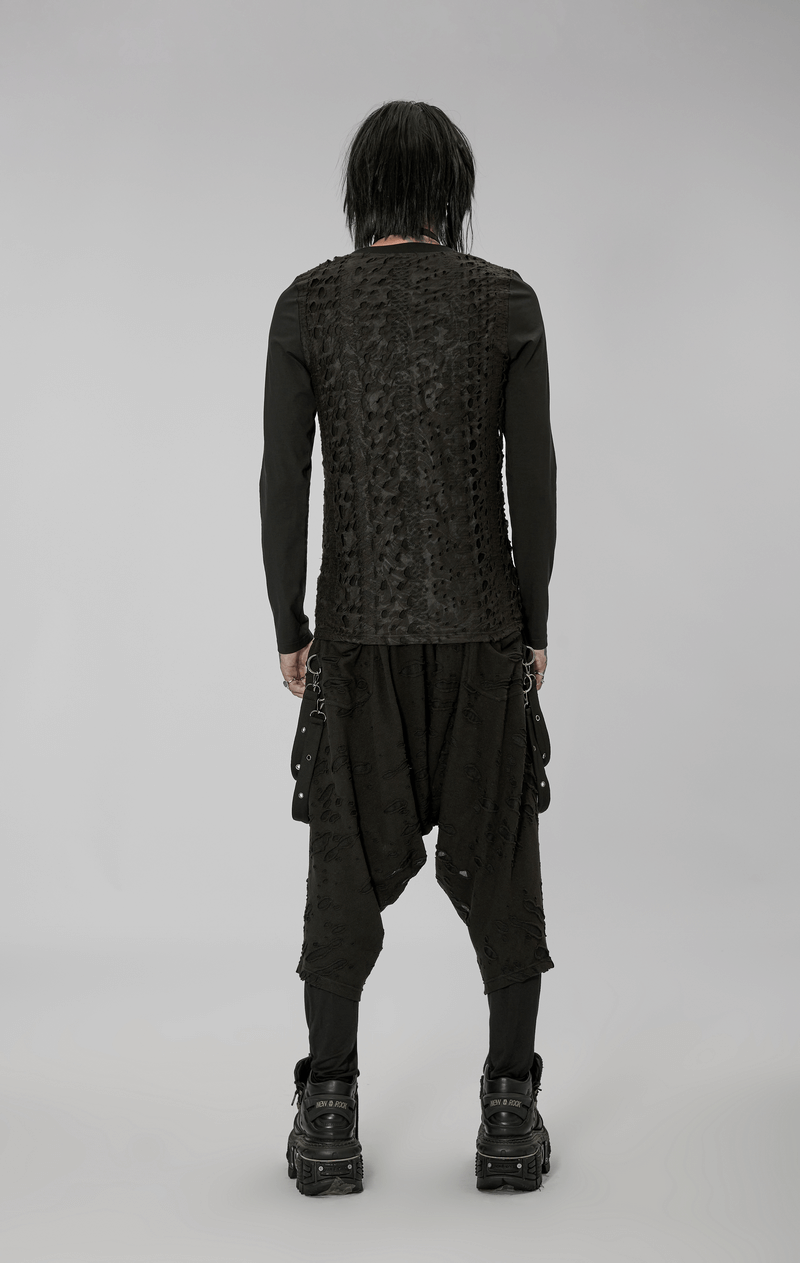 Gothic Harajuku black pants with detachable loops, showcasing avant-garde style and edgy aesthetics.