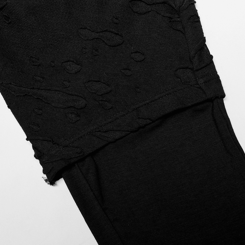Gothic Harajuku black pants featuring unique distressed design and soft inner leggings for comfort.