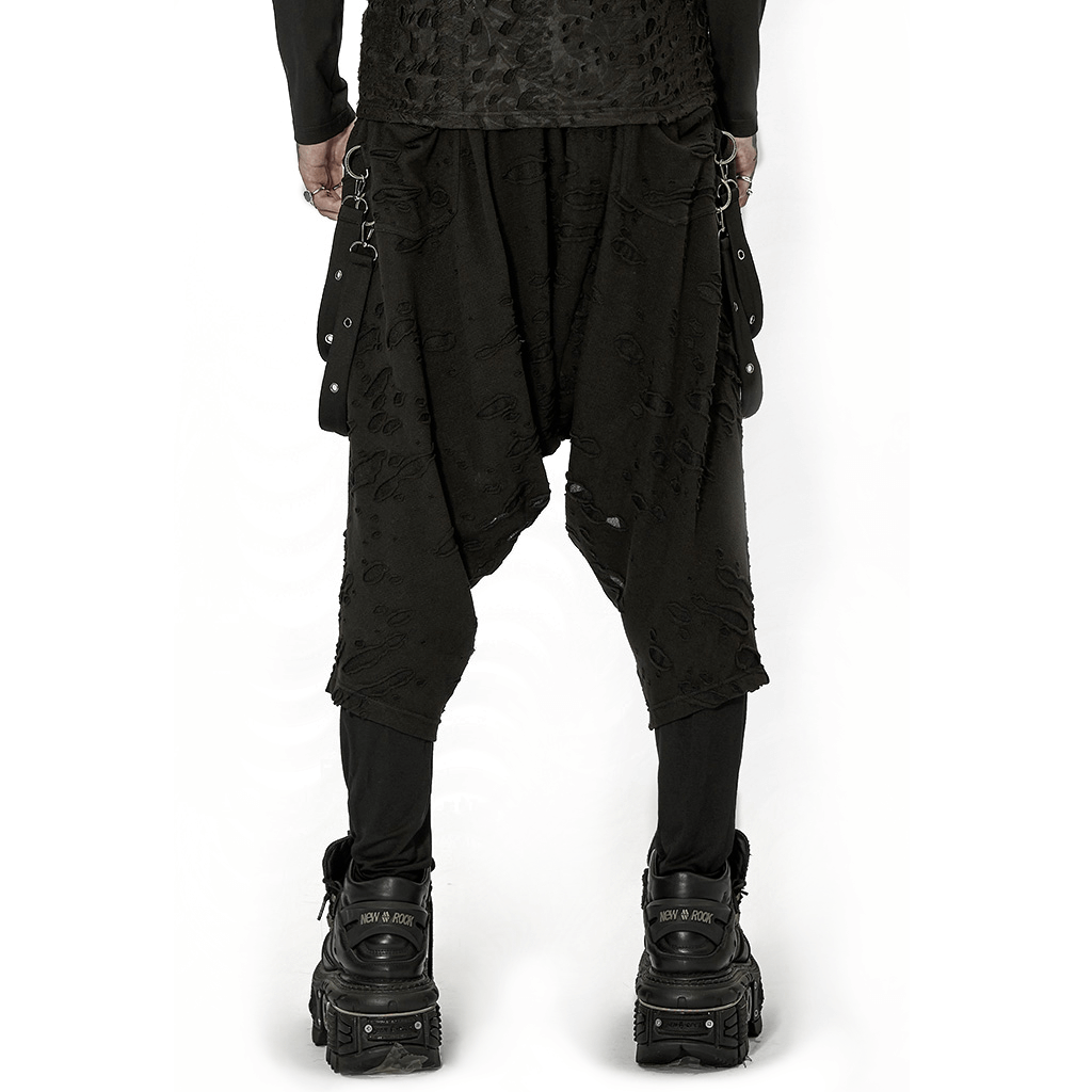 Gothic Harajuku Black Pants with Detachable Loops - HARD'N'HEAVY