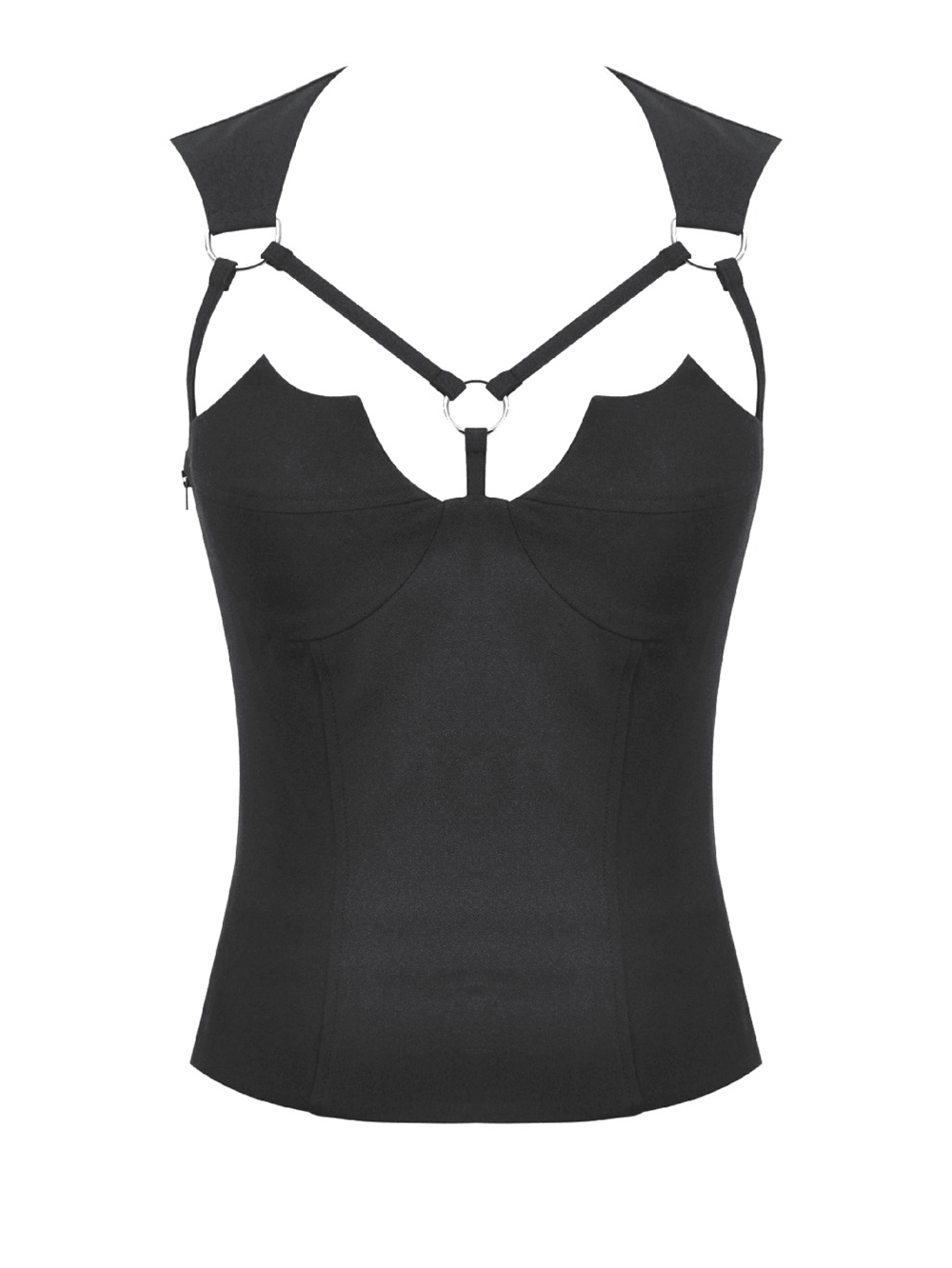 Gothic Harness Cutout Fitted Tank Top for Women