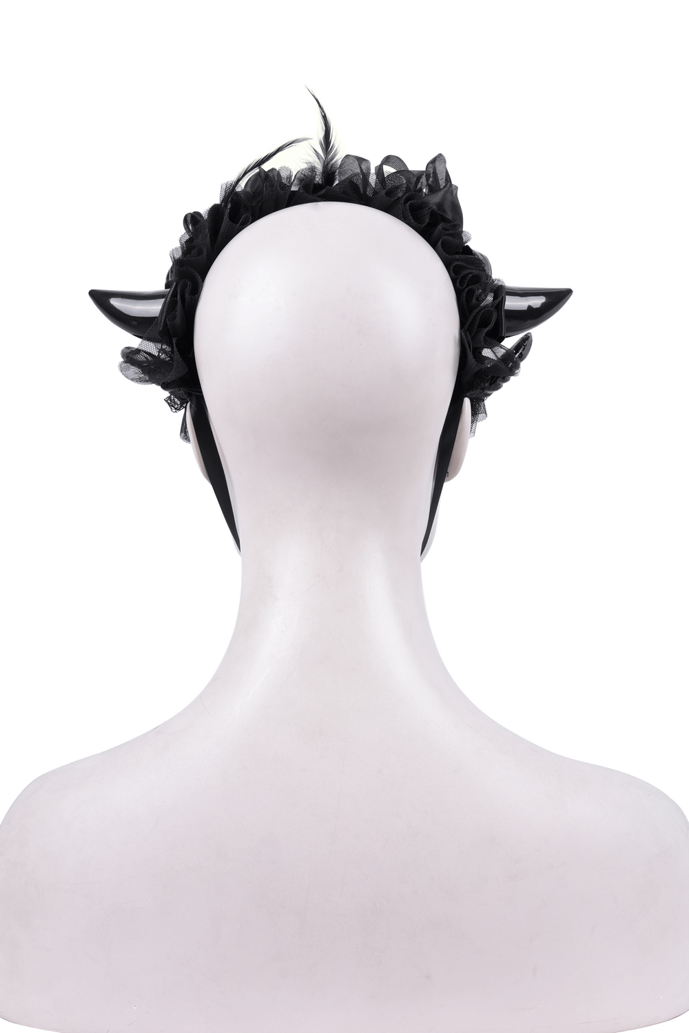 Gothic Headpiece with Horns and Ribbon Ties for Dark Fashion