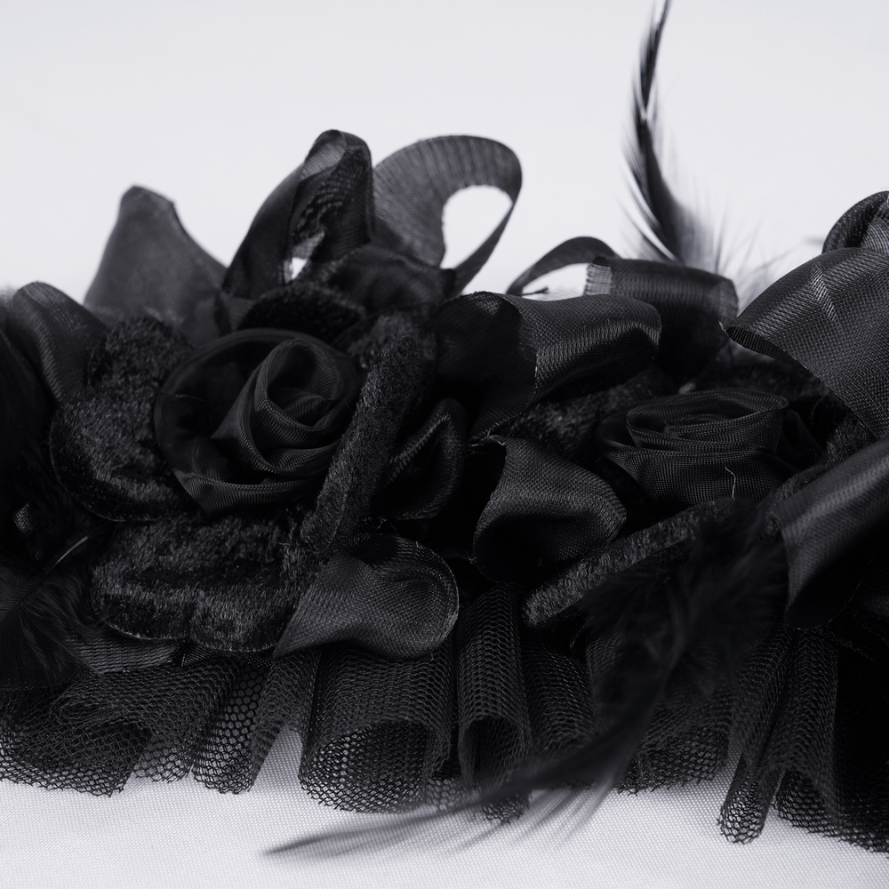 Gothic Headpiece with Horns and Ribbon Ties for Dark Fashion