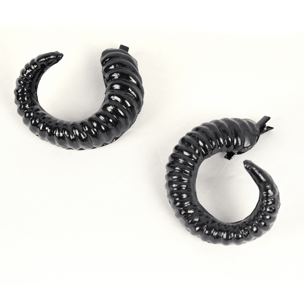 Gothic black curled horns for headpiece, adding dark elegance to outfits with a dramatic flair.