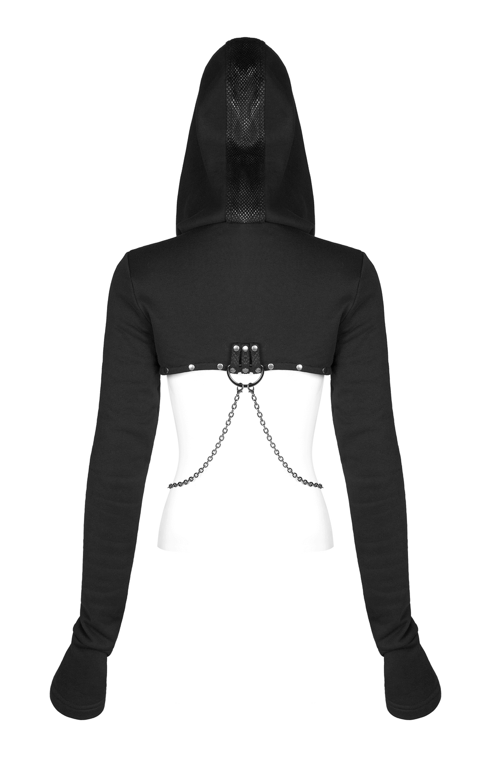 Gothic Hooded Chain Top - Warm Knitted Sweater - HARD'N'HEAVY