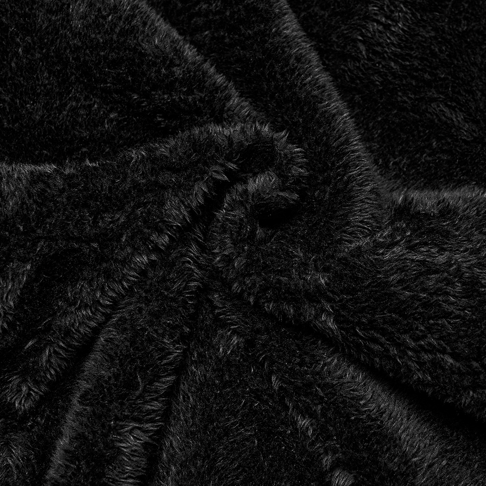 Gothic Hooded Cloak with Faux Fur Trim and Lace Hem
