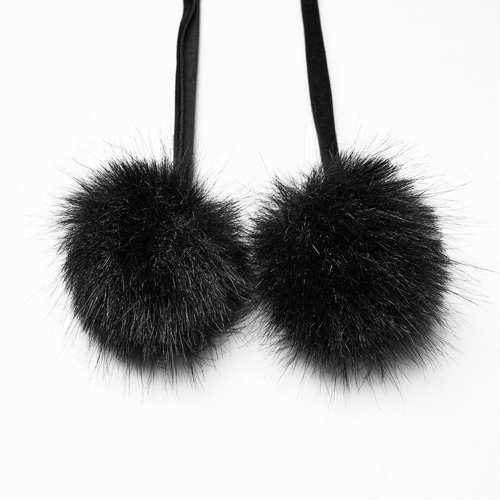 Gothic Hooded Cloak with Faux Fur Trim for Women features elegant faux fur pom poms for added style and warmth.