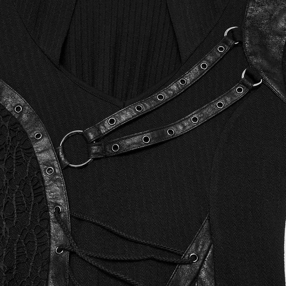 Gothic-Strickkleid mit Kapuze und asymmetrischem Saum