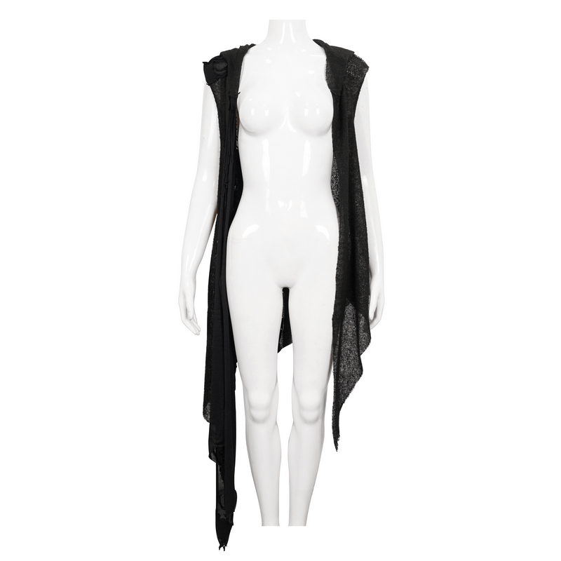 Gothic Hooded Lace Cape / Asymmetric Vest with Lacing at the Back / Women's Costume Cape - HARD'N'HEAVY