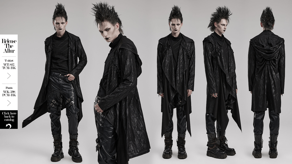 Gothic Hooded Trench Coat Men's High-Fashion - HARD'N'HEAVY