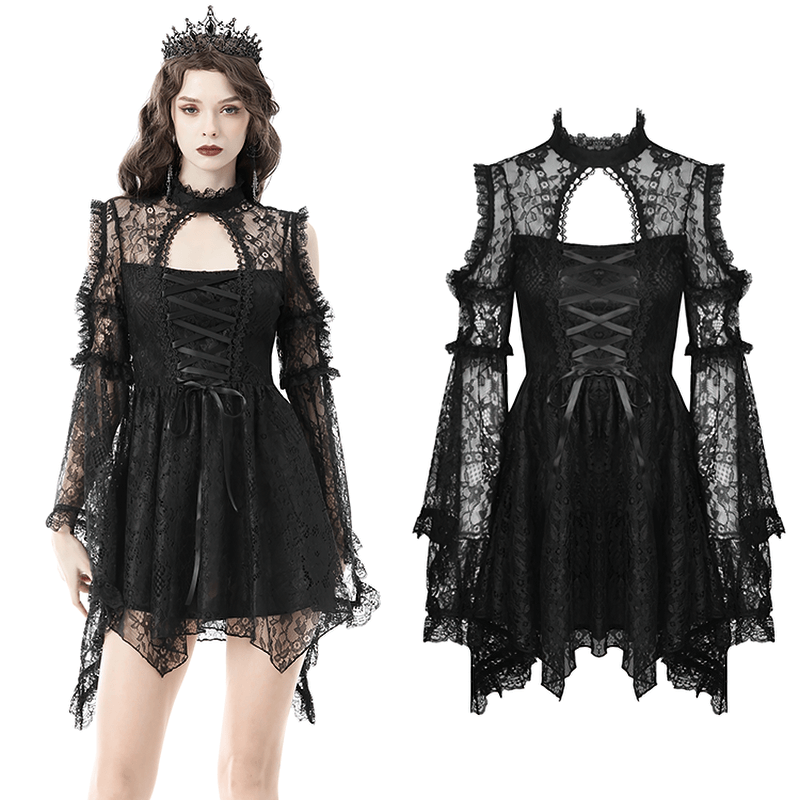 Gothic Inspired Lace Attire with Victorian Elegance