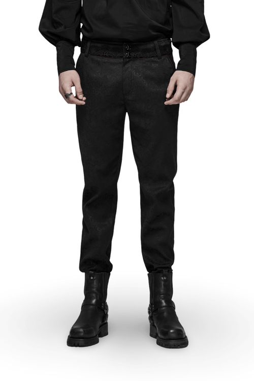 Pantalon gothique en dentelle jacquard avec boutons en métal