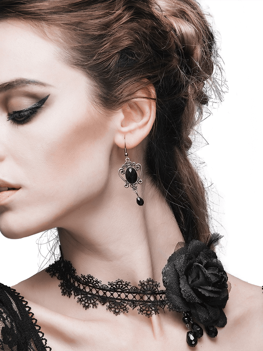 Gothic Lace and Rose Neck Band / Women's Vintage Black Choker / Fashion Female Accessories - HARD'N'HEAVY