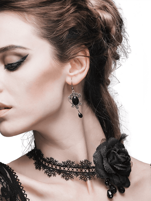 Gothic Lace and Rose Neck Band / Women's Vintage Black Choker / Fashion Female Accessories