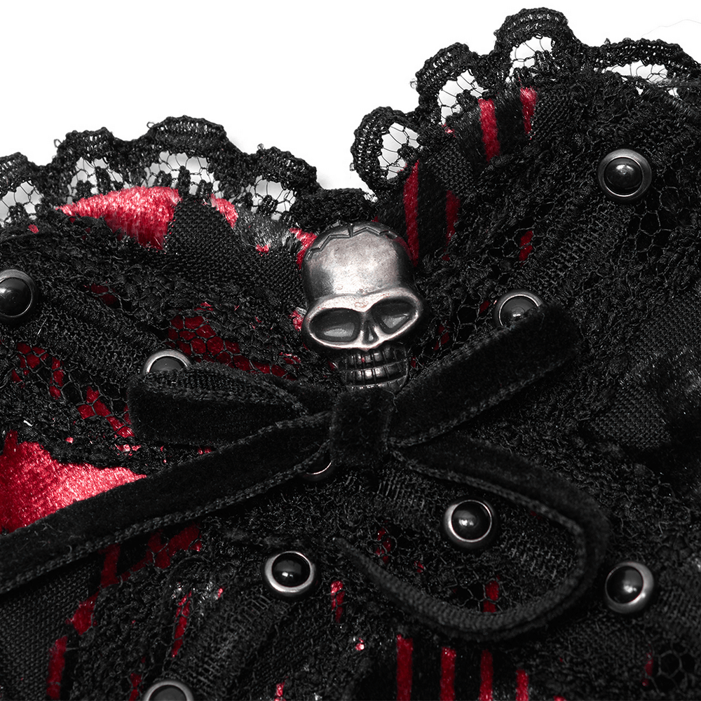Gothic Lace and Skulls Velvet Eye Mask for Cosplay