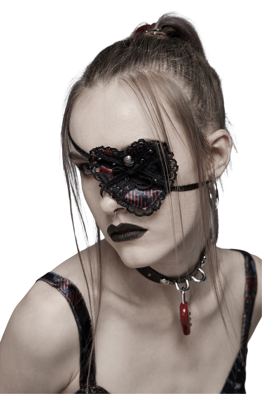 Gothic Lace and Skulls Velvet Eye Mask for Cosplay