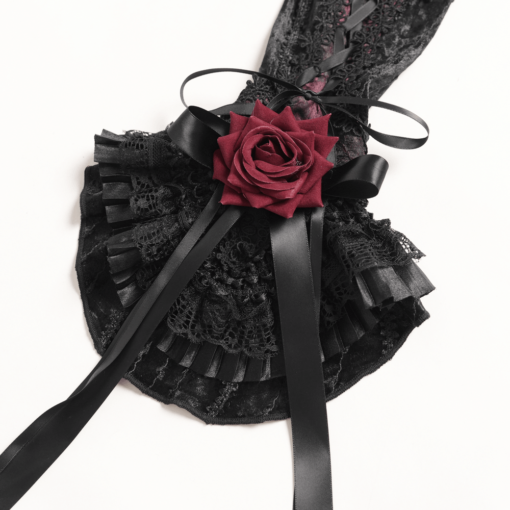 Damen-Gothic-Beinstulpen aus Spitze mit Rüschen und Schnallen