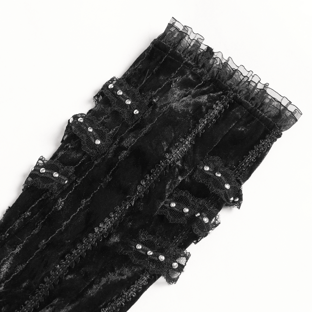 Damen-Gothic-Beinstulpen aus Spitze mit Rüschen und Schnallen