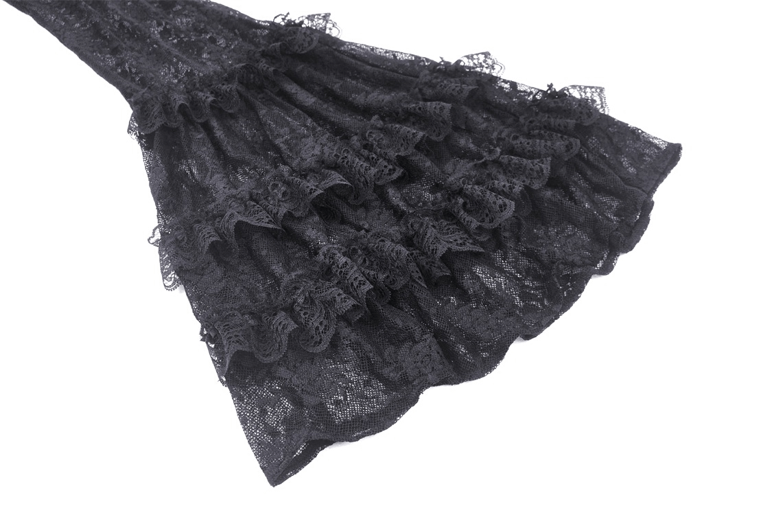 Elegant Gothic Lace Bell Bottoms featuring dramatic flare and intricate lace detailing.