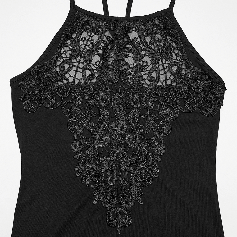 Gothic Lace Bodycon Slip Dress for Dark Style featuring intricate lace detailing on the back.