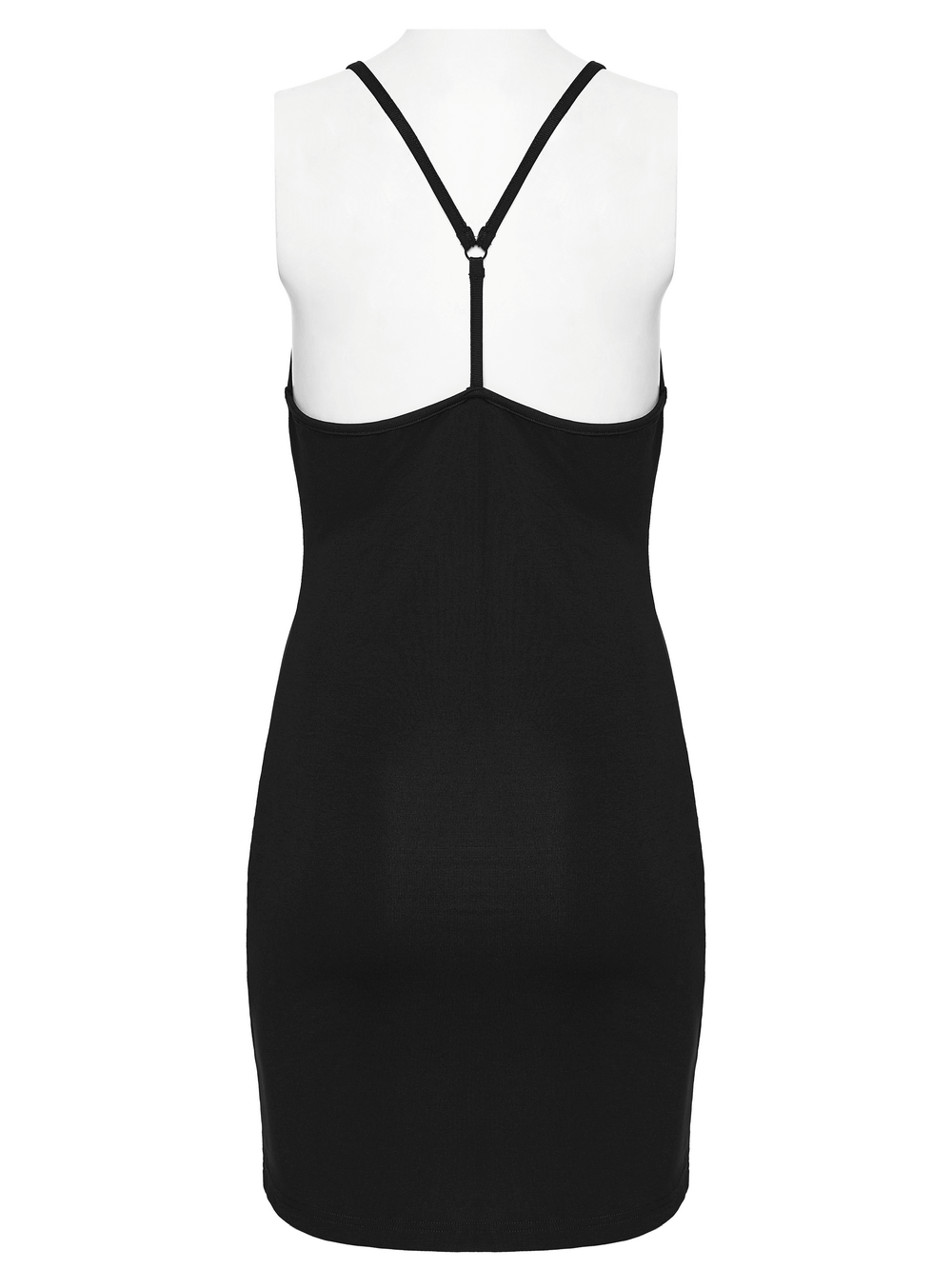Back view of Gothic Lace Bodycon Slip Dress for Dark Style showcasing cross back straps.