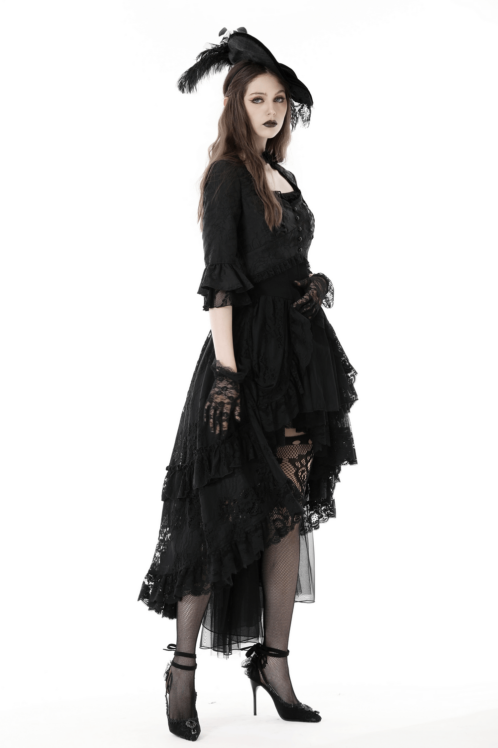 Gothic Lace Bolero with Flared Sleeves And Buttons