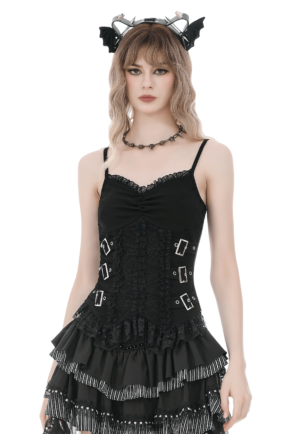 Gothic Lace Buckle Corset Camisole Top for Women