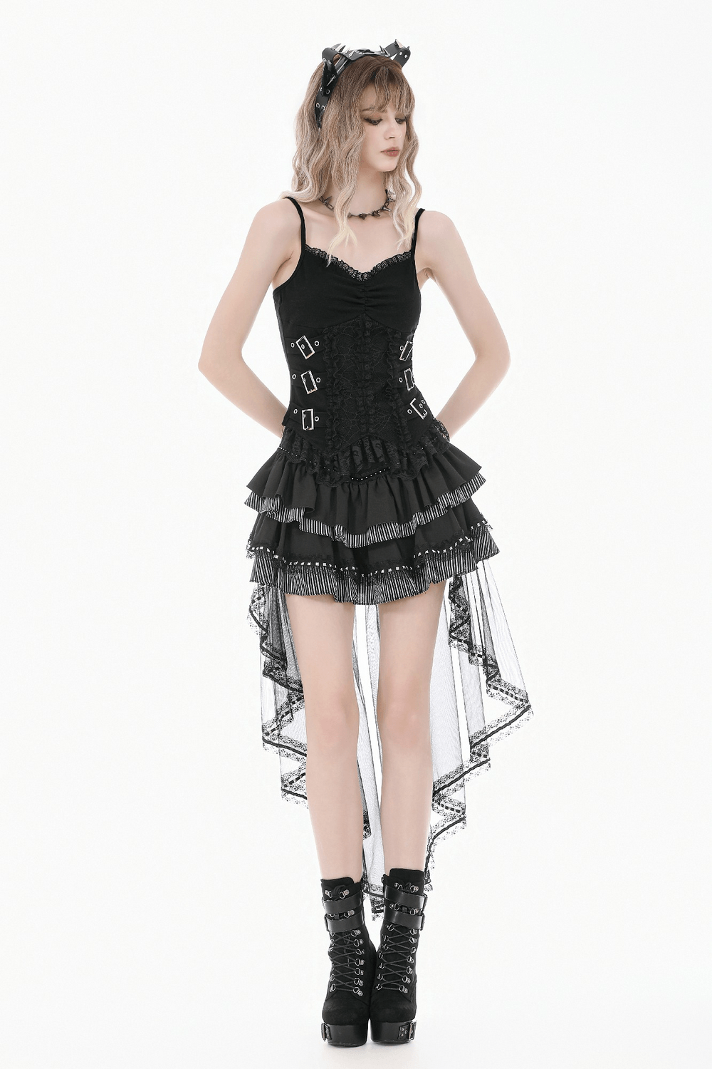 Gothic Lace Buckle Corset Camisole Top for Women