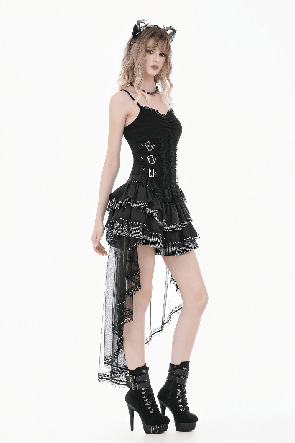 Gothic Lace Buckle Corset Camisole Top for Women