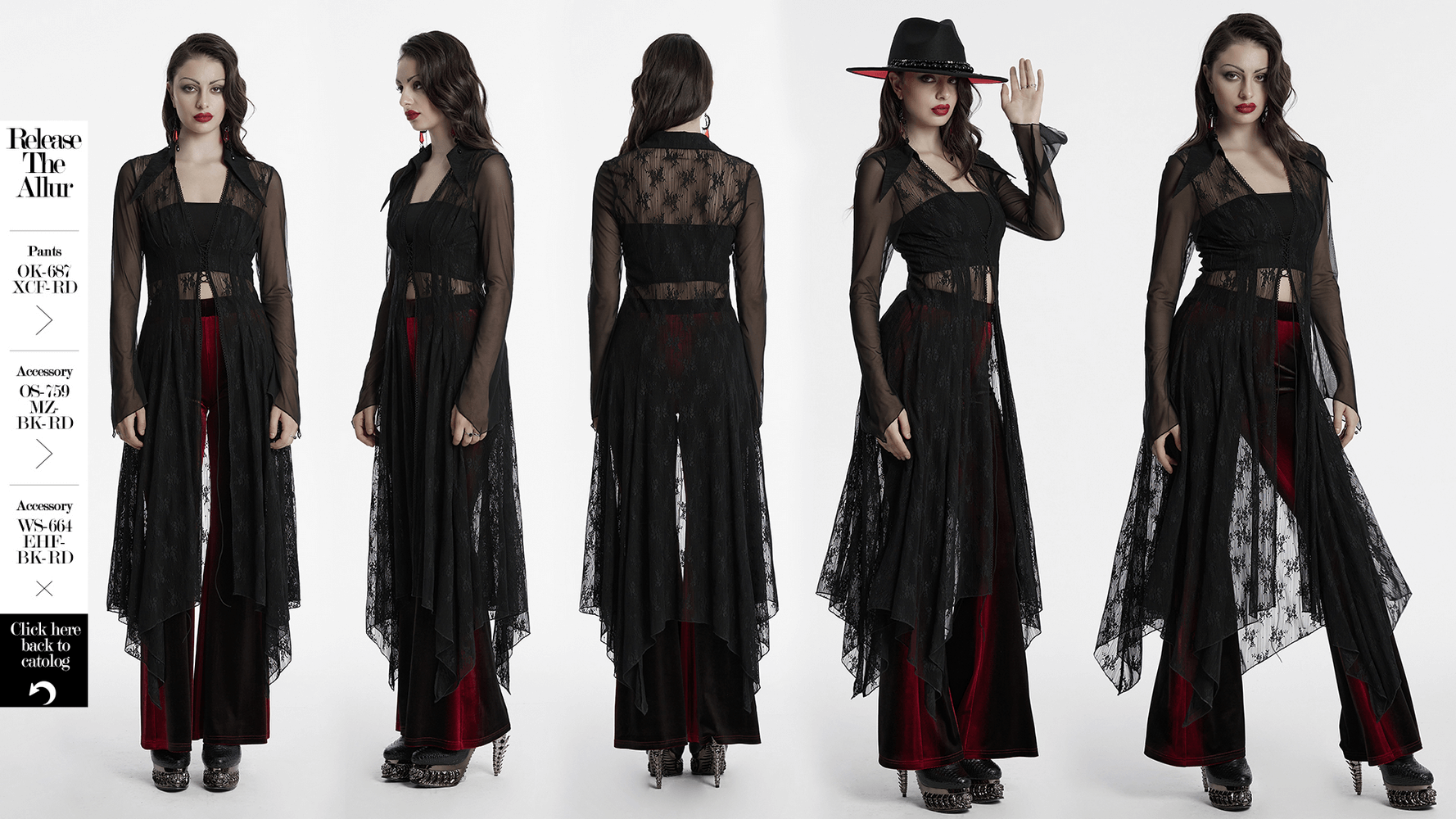 Gothic lace cape with drawstring and irregular hem, styled with a black outfit for a chic, edgy look.