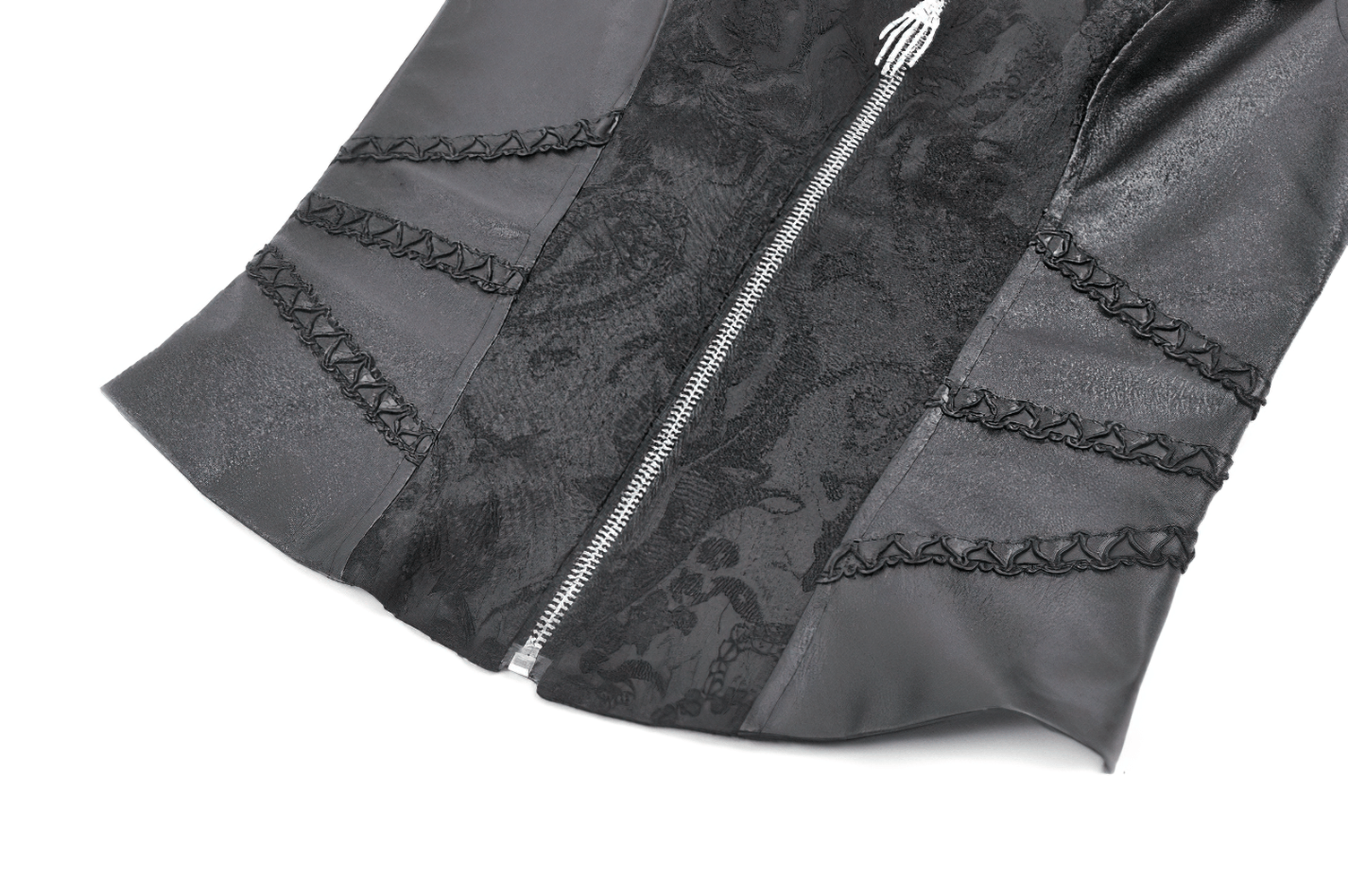 Gothic Lace Corset Top with Buckled Straps and Front Zip