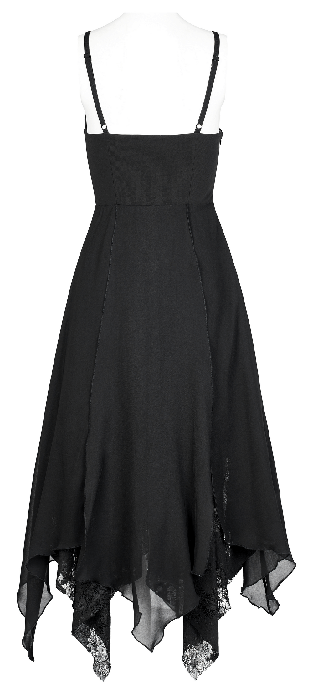 Gothic Lace Double-Layer Slip Dress with Sharp Hem