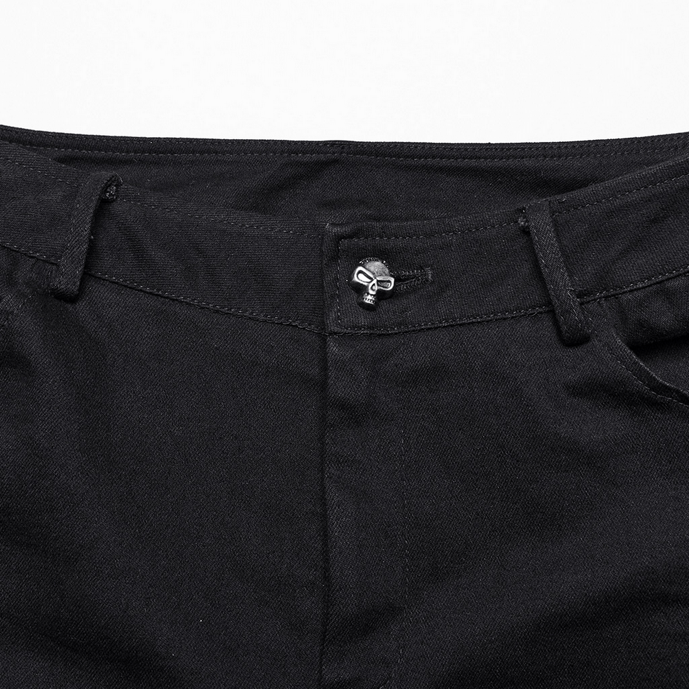 Close-up of the waistline of Gothic Lace Flared Pants showcasing unique button detail.