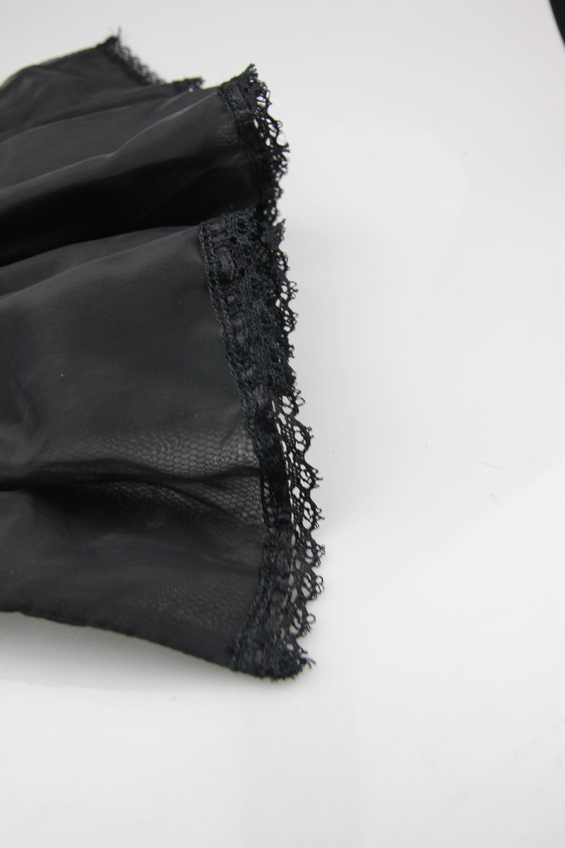 Gothic black lace high collar with frilled edges and elegant design, perfect vintage accessory for women.