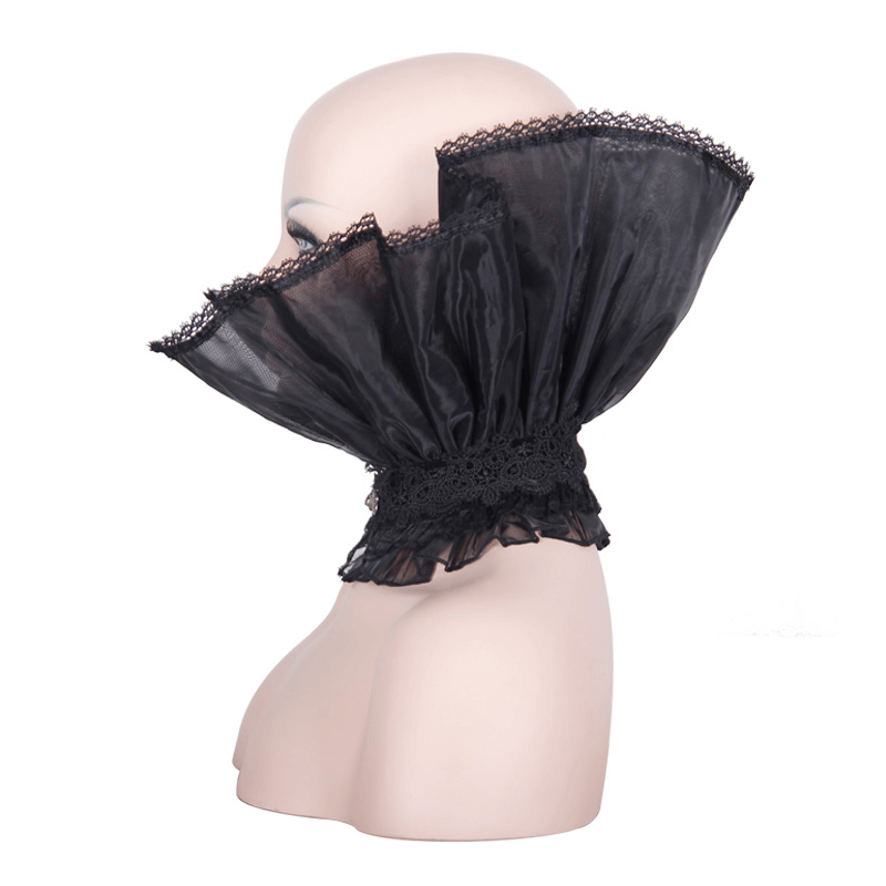 Gothic lace high collar for women, black vintage frilled ruff collar, adding elegance to outfits.