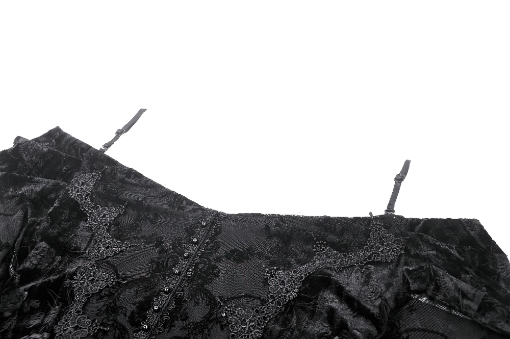 Gothic lace off-shoulder dress with intricate patterns and charming details, perfect for vintage-style lovers.