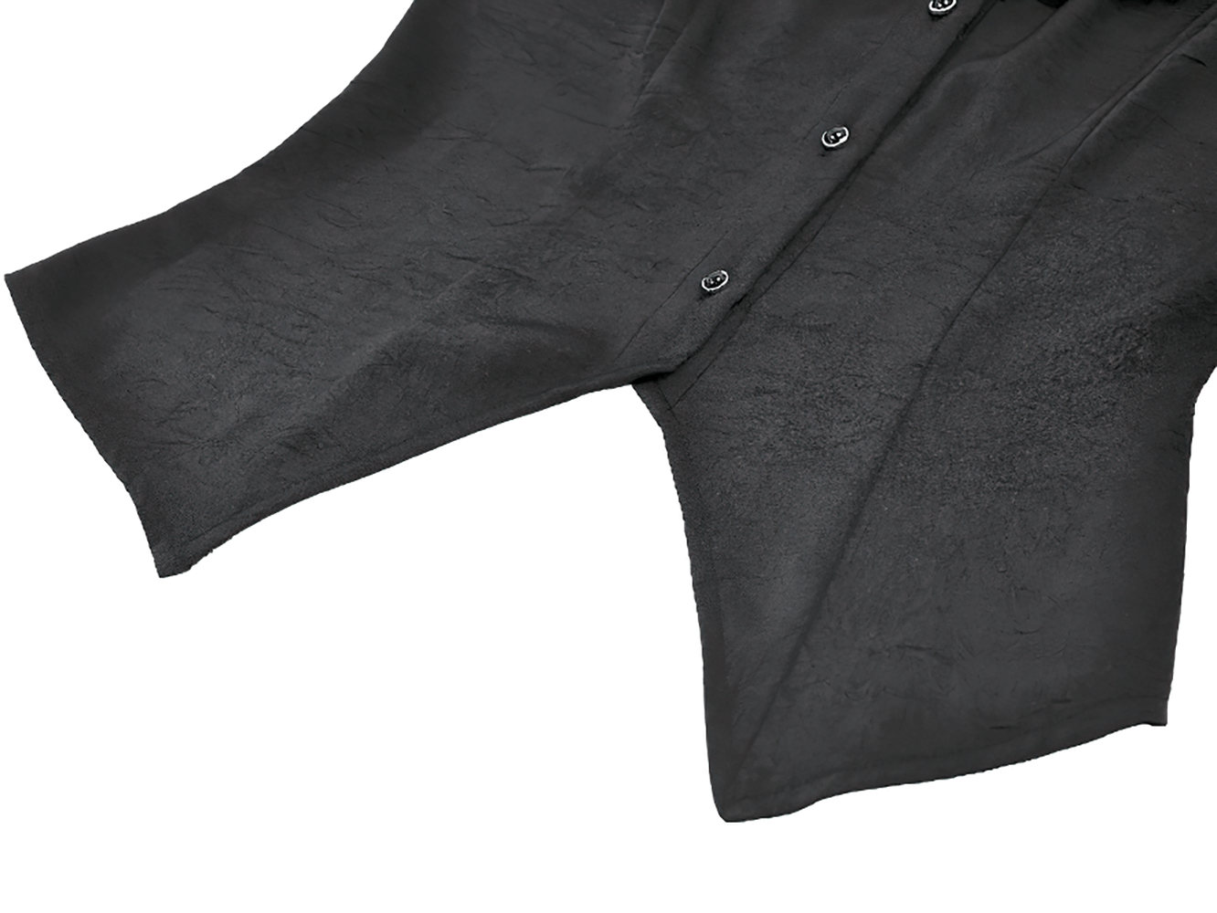 Gothic Lace Ruffle Black Blouse with Button Closure featuring dramatic ruffle detailing and button-down front.