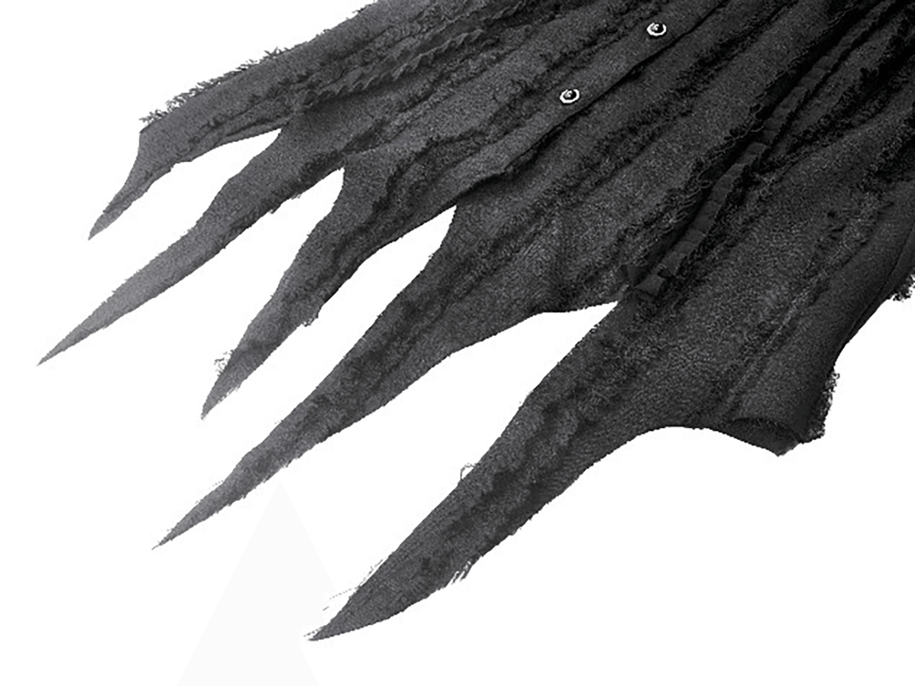 Gothic Lace Ruffle Long Sleeve Shirt with Button Closure showcasing dramatic ruffled sleeves and intricate lace details.