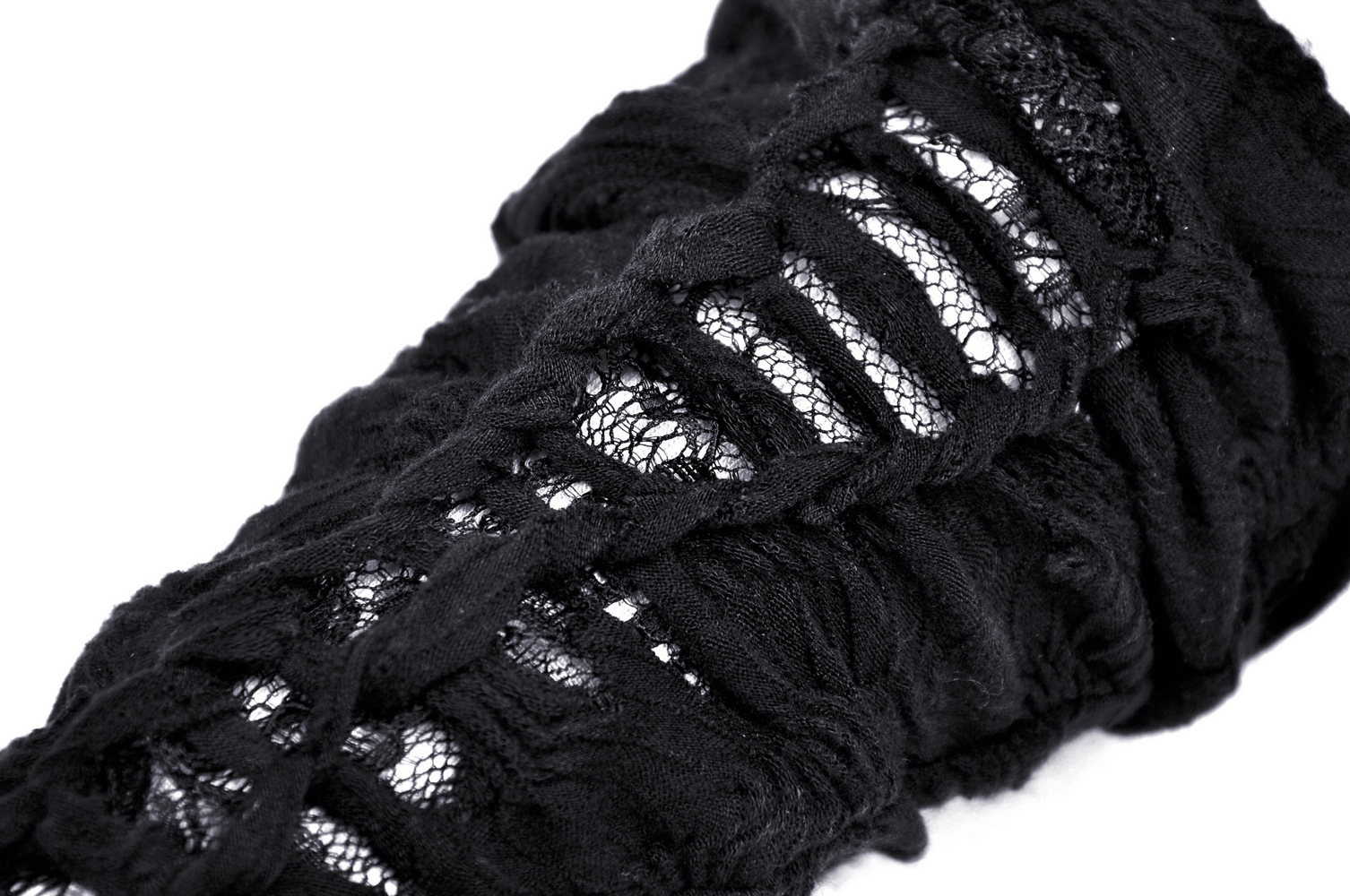 Gothic Lace Spiderweb Fingerless Gloves for Women showcasing intricate black lace and spiderweb embroidery.