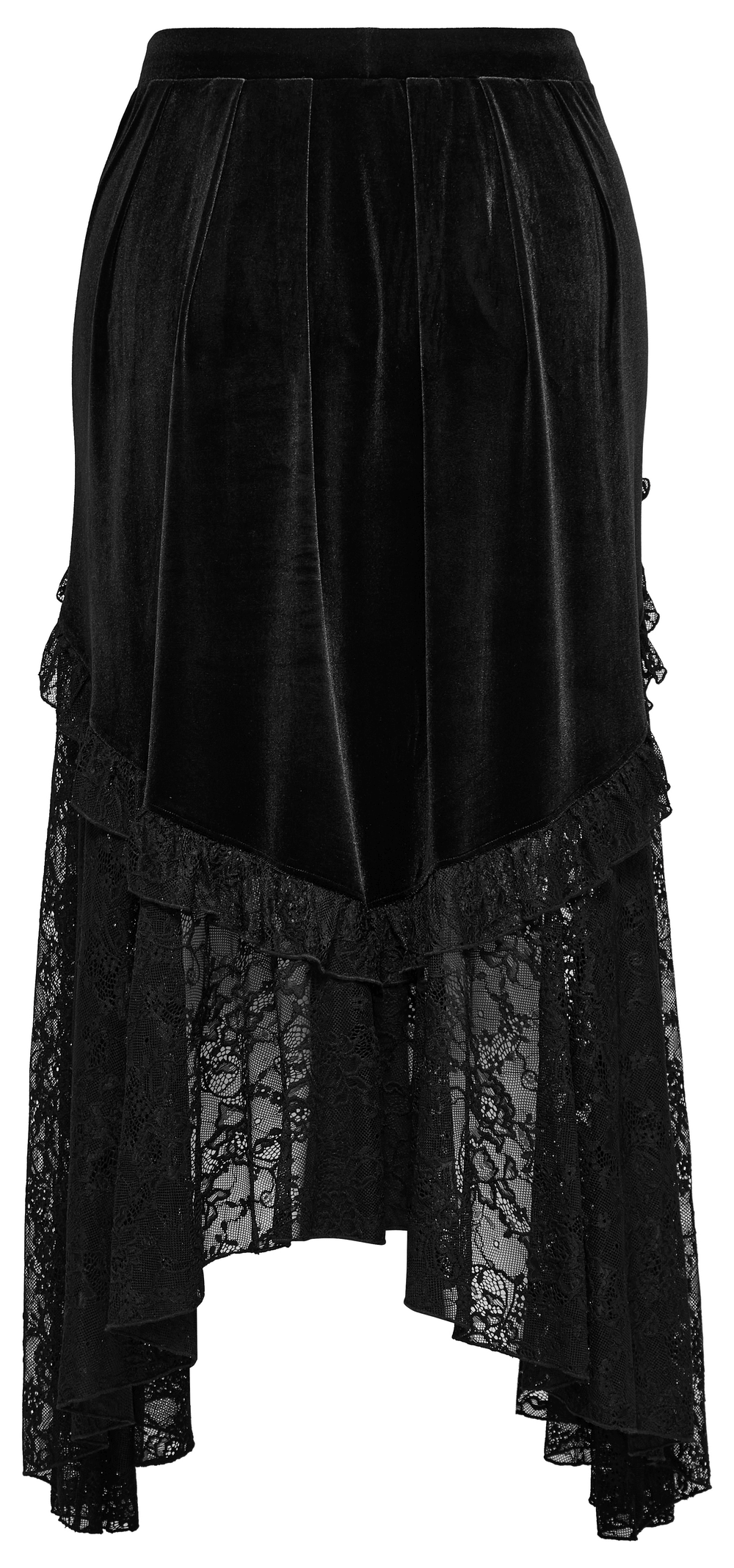 Gothic Lace-Trim Velvet Long Skirt With Lacing Detailing