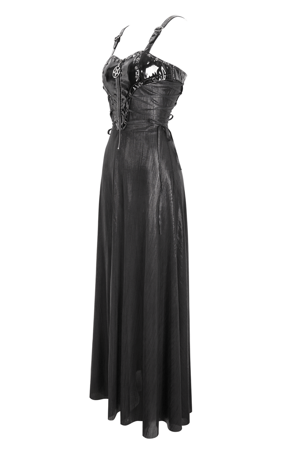 Gothic Lace-Up Back Dress with Adjustable Shoulder Straps Gothic Lace-Up Back Dress with Adjustable Shoulder Straps