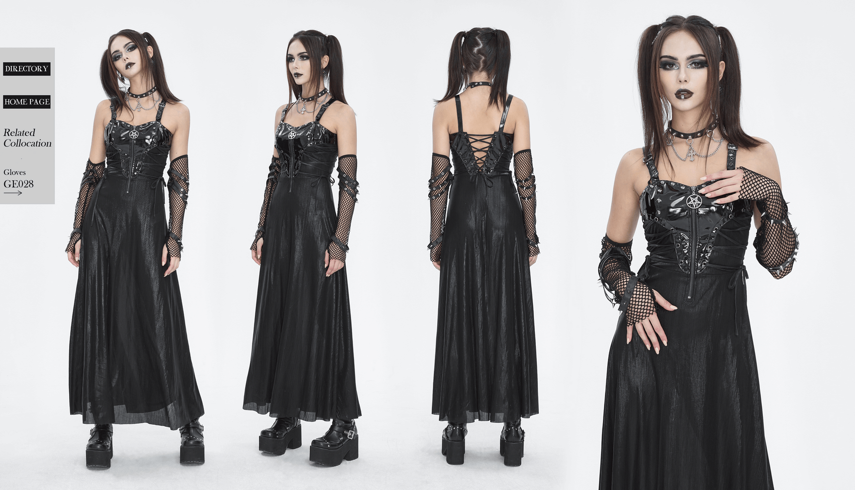 Gothic lace-up back dress featuring corset detailing and adjustable shoulder straps for a perfect, elegant fit.