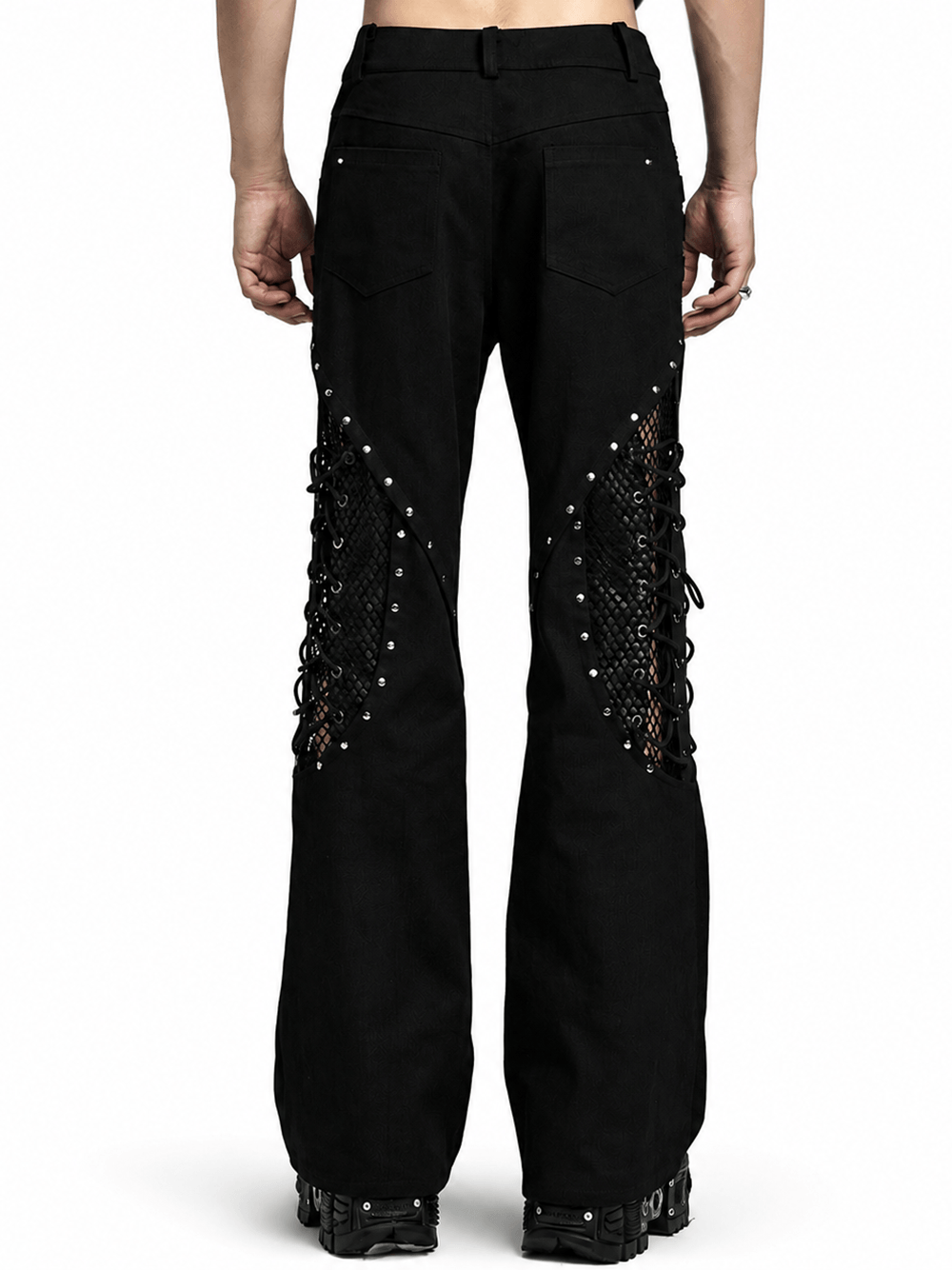 mens black flared dress pants Black High Waisted Side Buckle Flare Trousers Phix