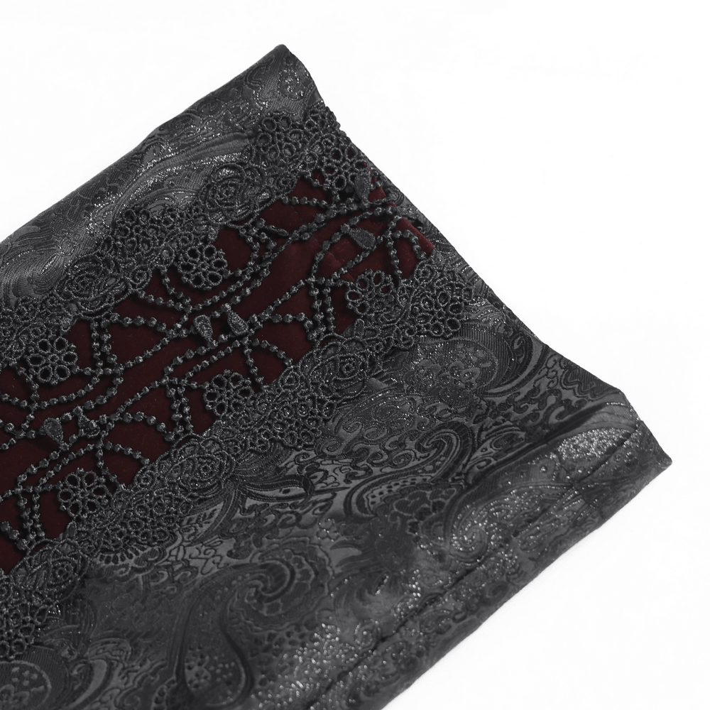 Gothic Lace Up Brocade Pants With Burgundy Panels