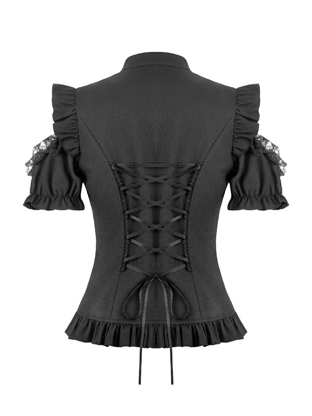 Gothic Lace Up Cold Shoulder Blouse for Women