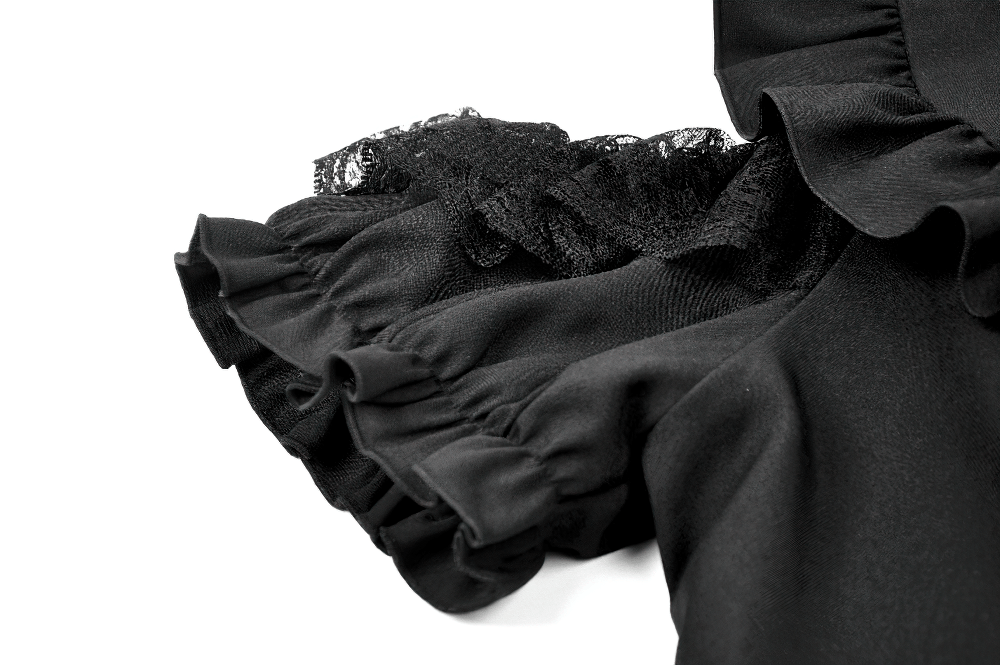 Gothic Lace Up Cold Shoulder Blouse for Women