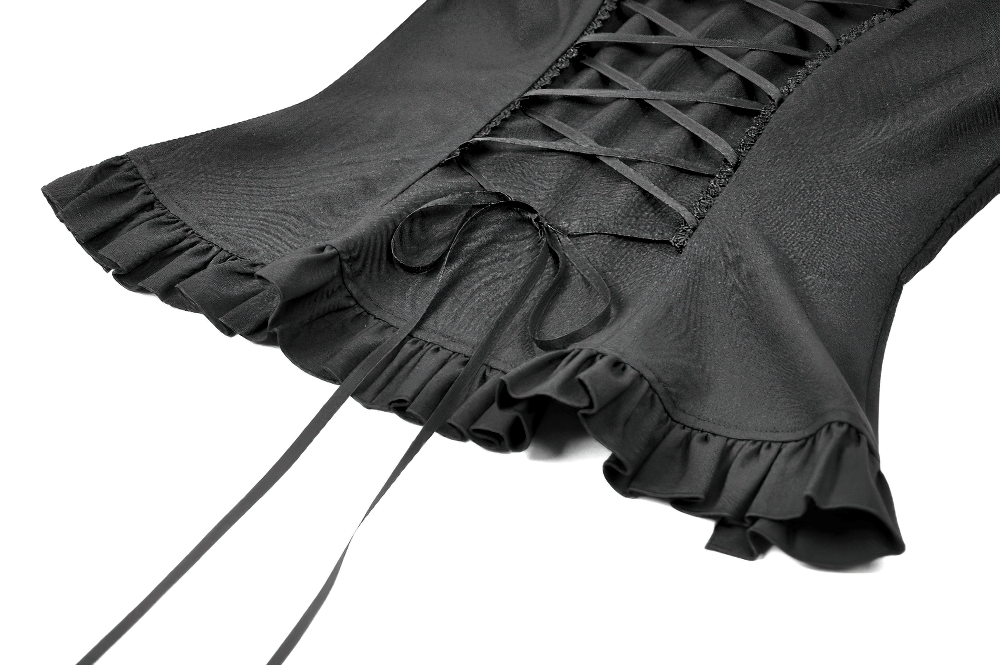 Gothic Lace Up Cold Shoulder Blouse for Women